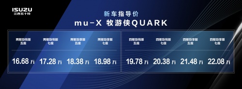 越野潮品类燃擎来袭！“科考级SUV”mu-X牧游侠QUARK上市 售价16万元起