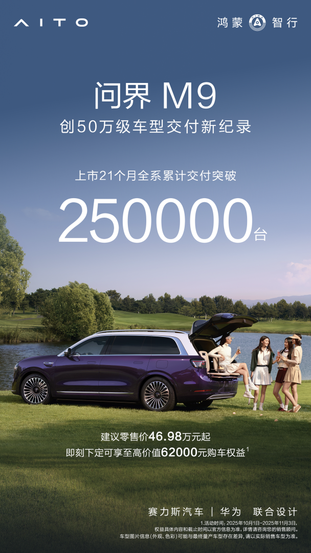 上市21个月交付突破25万辆,问界M9用实力书写中国品牌高端化传奇 上市21个月交付突破25万辆,问界M9用实力书写中国品牌高端化传奇